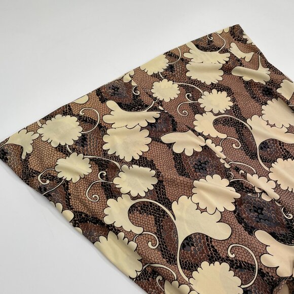 Vintage 70s Brown Printed Belted Dress | Size M-XL - Picture 8 of 11